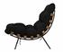 Hanzo Teak Chair with Industrial Steel Legs and Black Cotton Cushion, Satin Finish by Noir Furniture