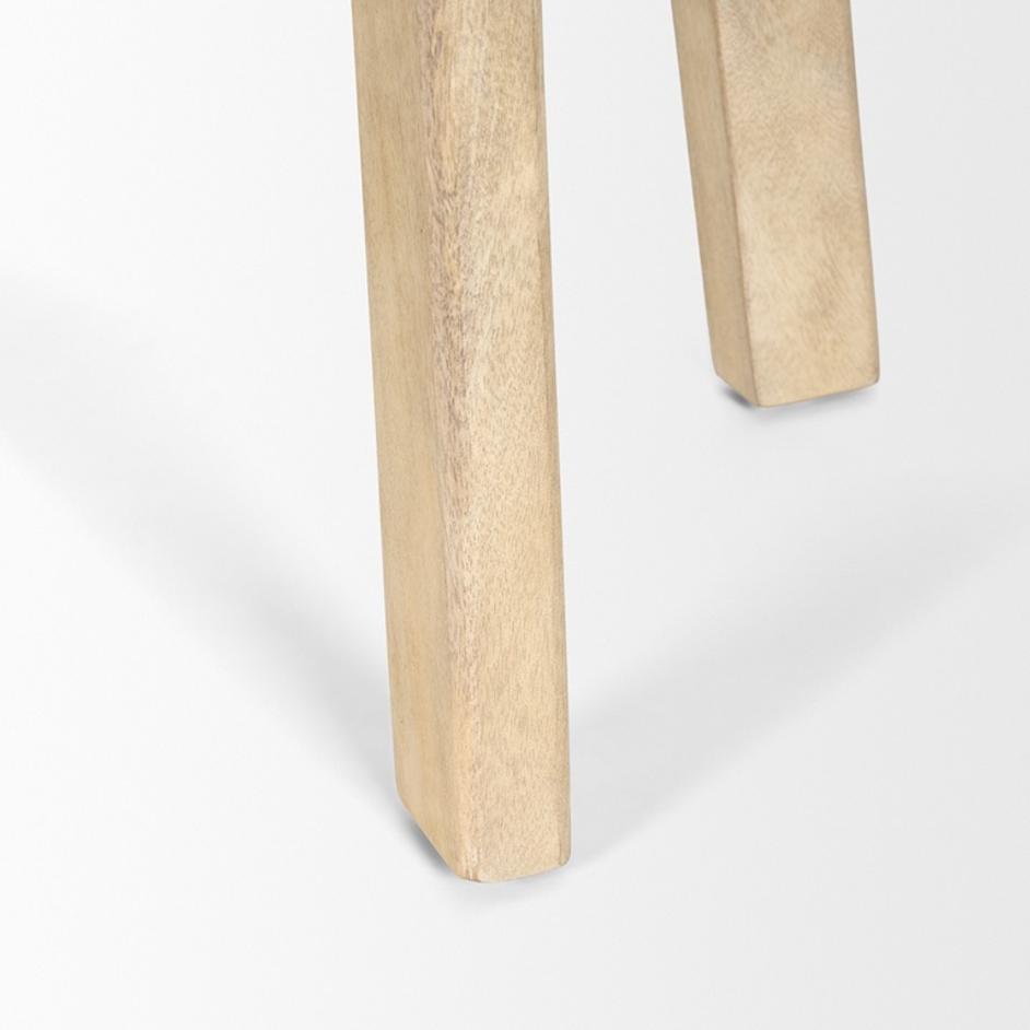 Taimo White Washed Light Brown Wood w/ Striped Fabric Seat Bench by Mercana