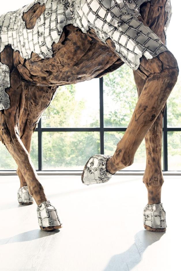 Mustang Horse Armored Sculpture, Galloping by Phillips Collection