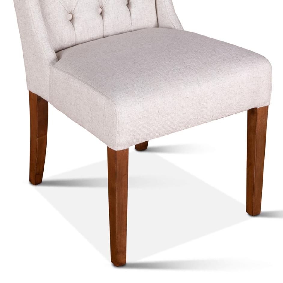 Lara Off-White Linen Dining Chair with Natural Teak Legs by Home Trends & Design