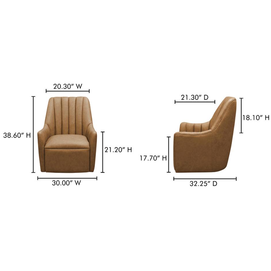 Bowie Swivel Chair Tan Leather by Moes Home