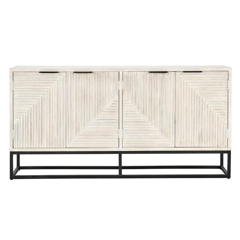 Flint Mango Wood 4Dr Cabinet Coastal White by Classic Home