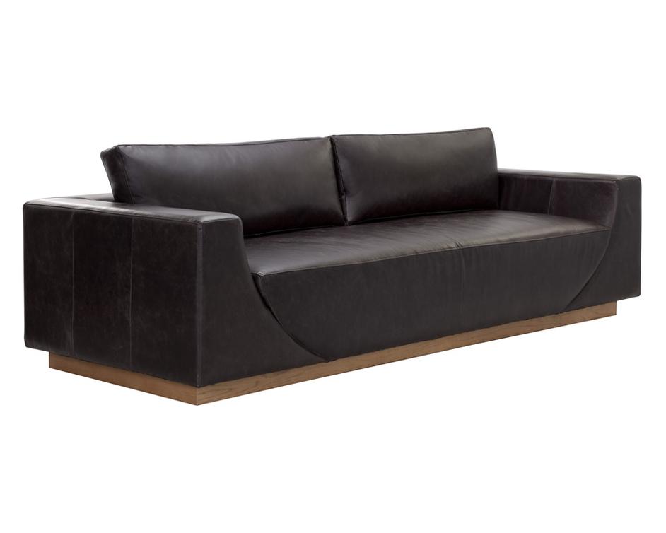 ANAKIN SOFA - LIGHT OAK - TUSCANY WARM BLACK LEATHER by Sunpan