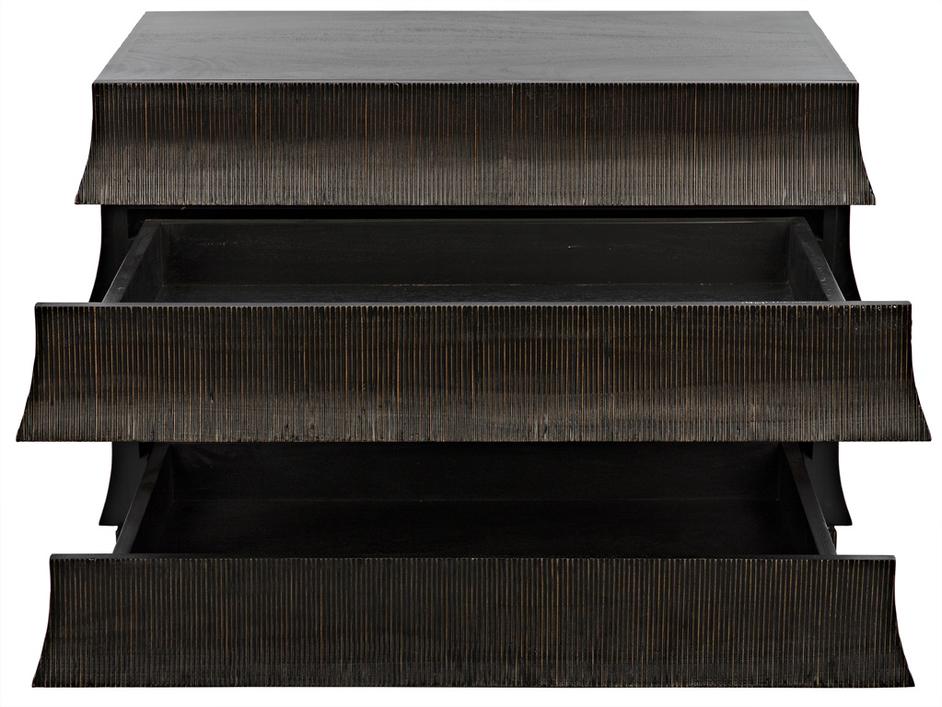 Ava Mahogany Dresser in Hand-Rubbed Black with Light Brown Highlights by Noir Furniture
