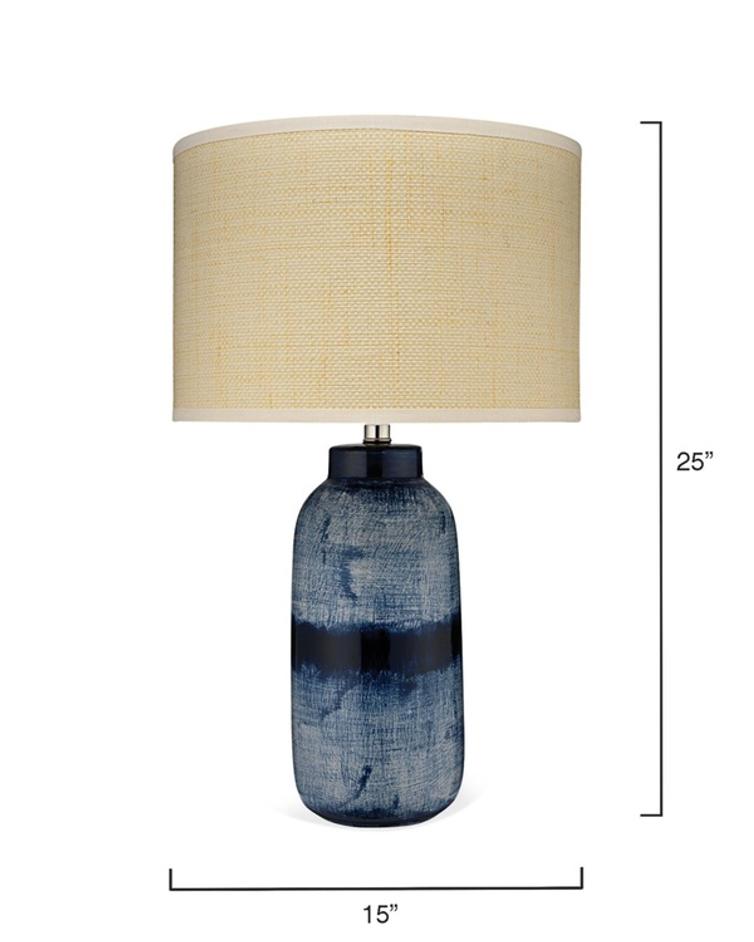 Batik Ceramic Table Lamp with Raffia Shade by Jamie Young