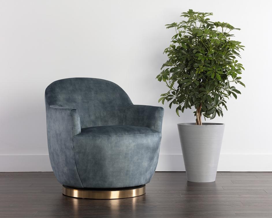 Casey Swivel Lounge Chair - Nono Petrol by Sunpan