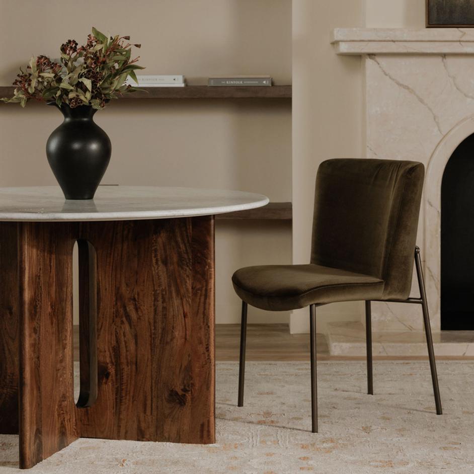 Early Dining Chair Faux Green Mohair-Set Of Two by Moes Home