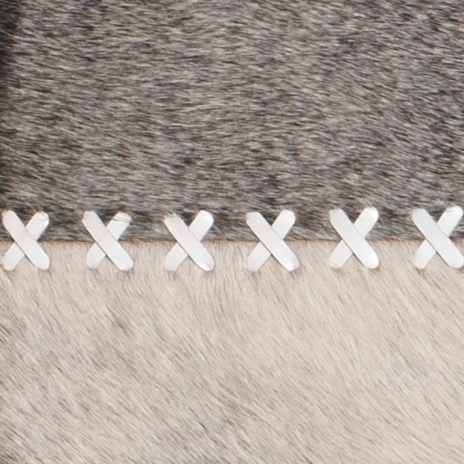 Round Cross Stitch Round Wall Mirror, Gray Hide by Jamie Young