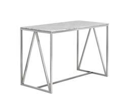 Abel Counter Table - Stainless Steel - White Marble by Sunpan