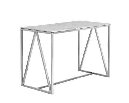 Abel Counter Table - Stainless Steel - White Marble by Sunpan