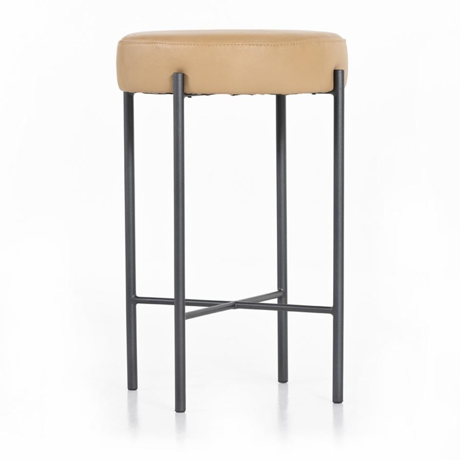 Nocona Stool In Tan Leather In Counter by FOUR HANDS
