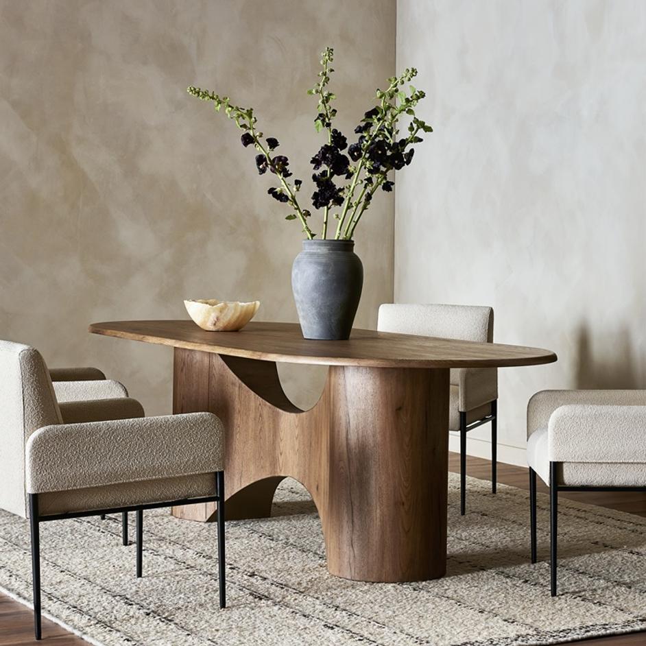 Olexey Oval Dining Table in Rubbed Light by FOUR HANDS