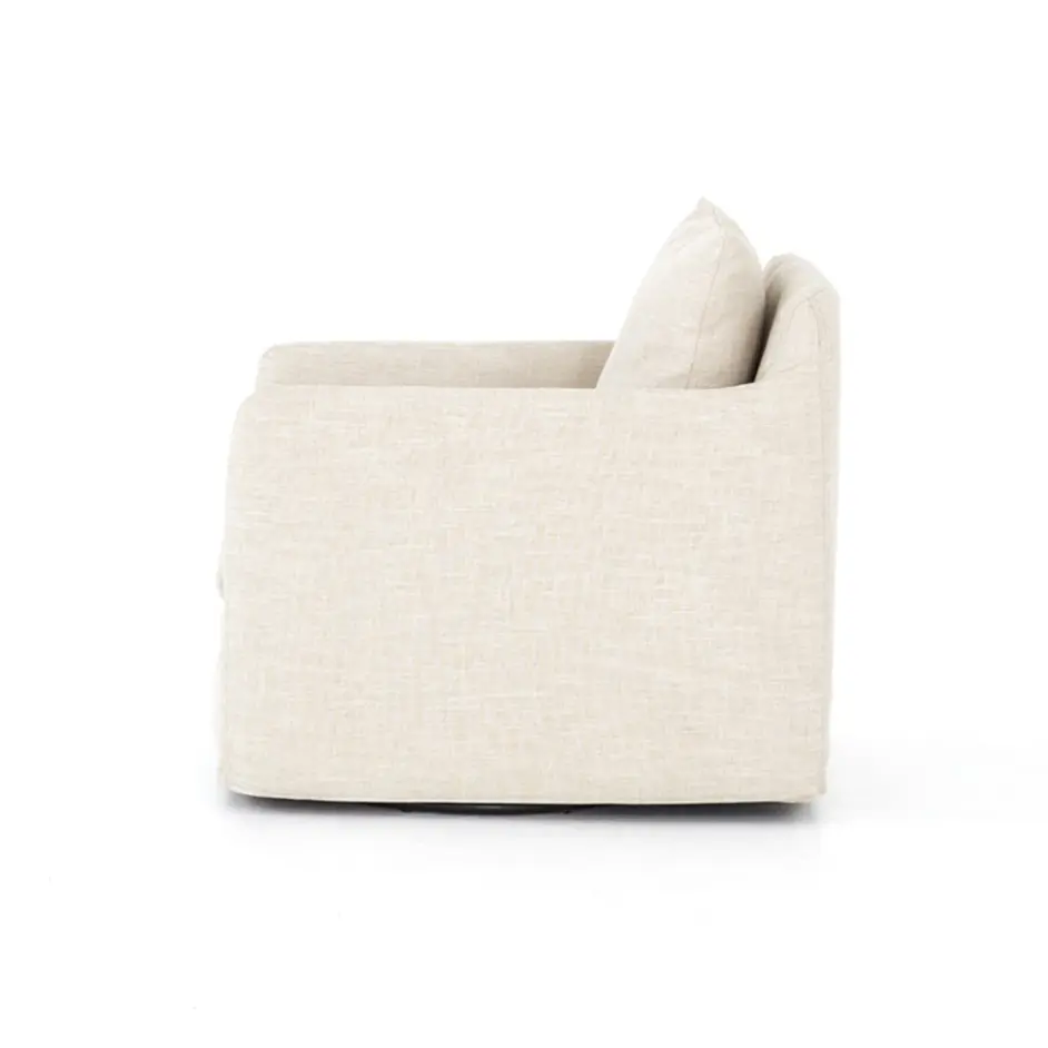Banks Swivel Chair In Cambric Ivory by FOUR HANDS