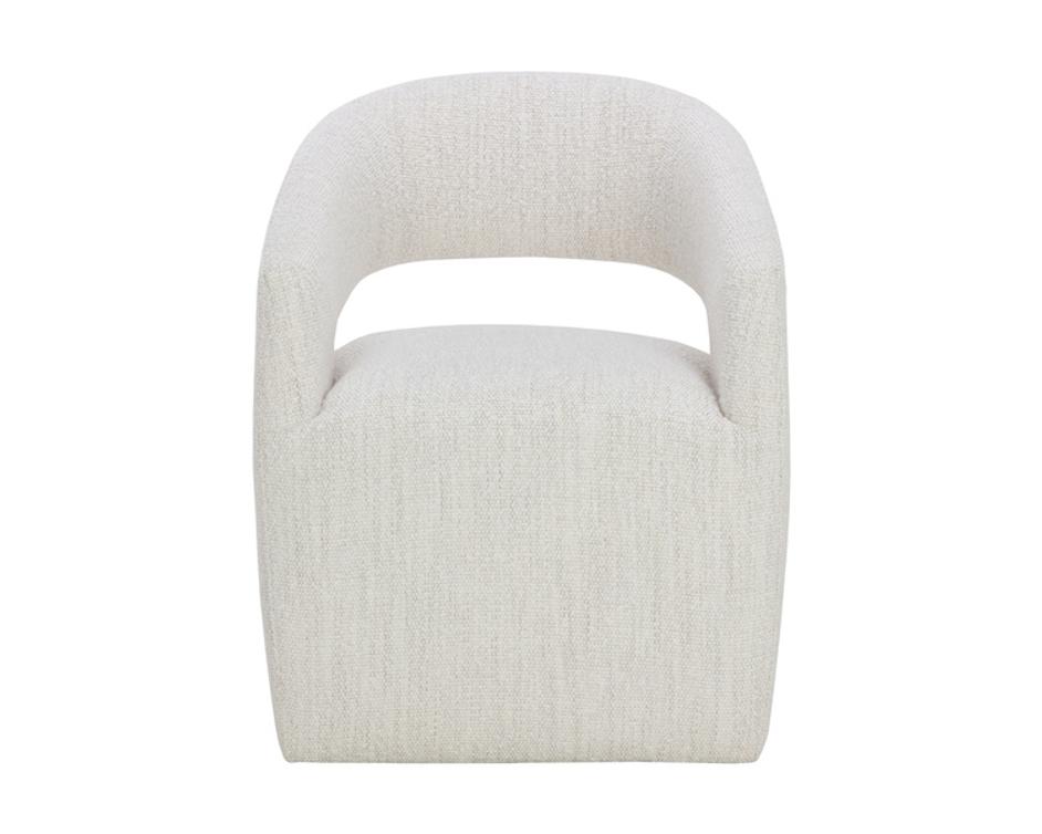 LLORET WHEELED DINING ARMCHAIR - MERINO PEARL by Sunpan