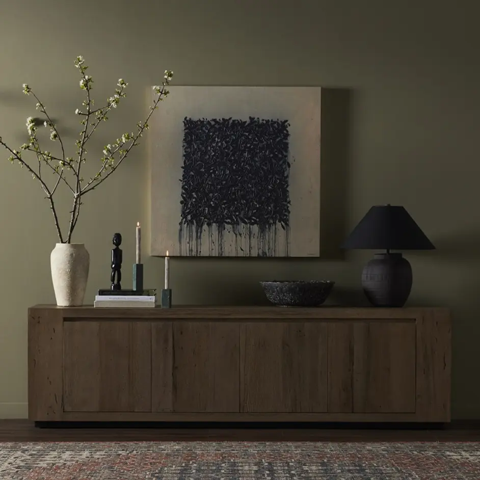 Abaso Media Console In Rustic Wormwood by FOUR HANDS
