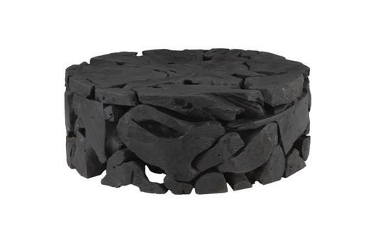 Teak Chunk Round Coffee Table, Black by PHILLIPS COLLECTION