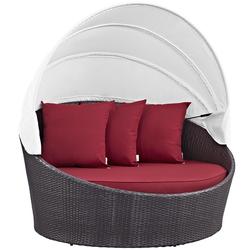 Minerva Canopy Outdoor Patio Daybed In Espresso Red by Modway Furniture