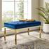 Garret Gold Stainless Steel Leg Medium Performance Velvet Bench In Gold Navy by Modway Furniture