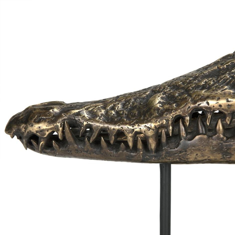 Brass Alligator On Stand, Medium by Noir Furniture