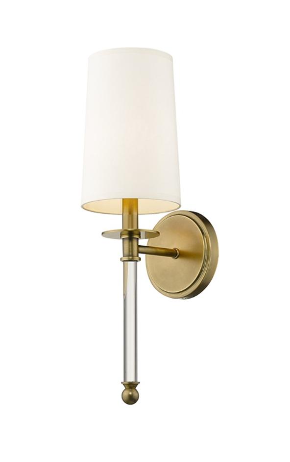 Mila 1 Light Wall Sconce in Rubbed Brass Finish by Z-Lite