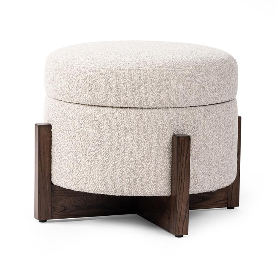 Esben Storage Ottoman In 25" In Sattley Fog by FOUR HANDS