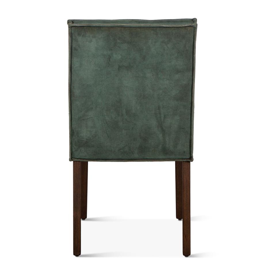 Madison Side Chair Green Velvet, Weathered Teak Legs by Home Trends & Design