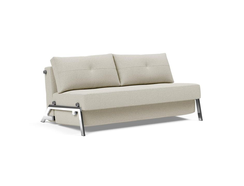 CUBED QUEEN SOFA BED in MIXED DANCE NATURAL FABRIC WITH Chrome legs 527 by INNOVATION USA