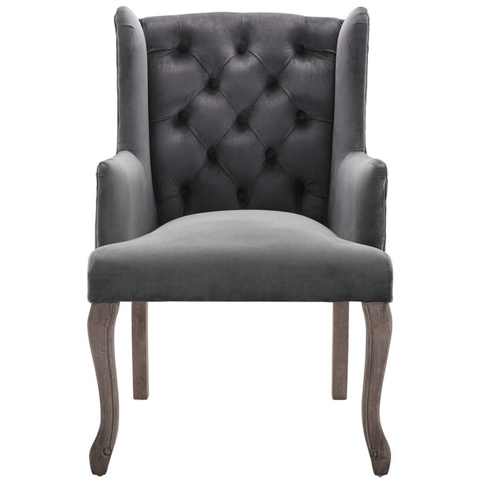 Combest French Vintage Dining Performance Velvet Armchair In Gray by Modway Furniture