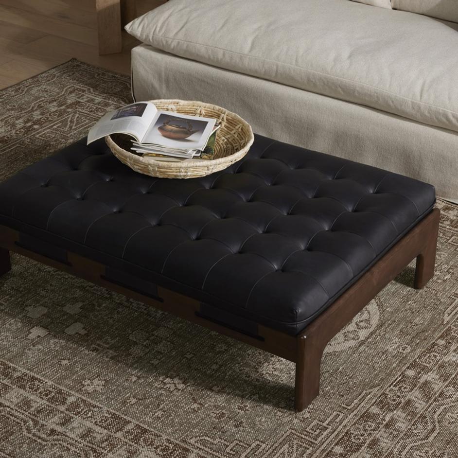 Halston Cocktail Ottoman In Heirloom Black by FOUR HANDS