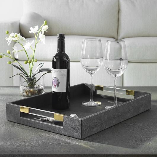 Wessex Black Shagreen Tray by Uttermost