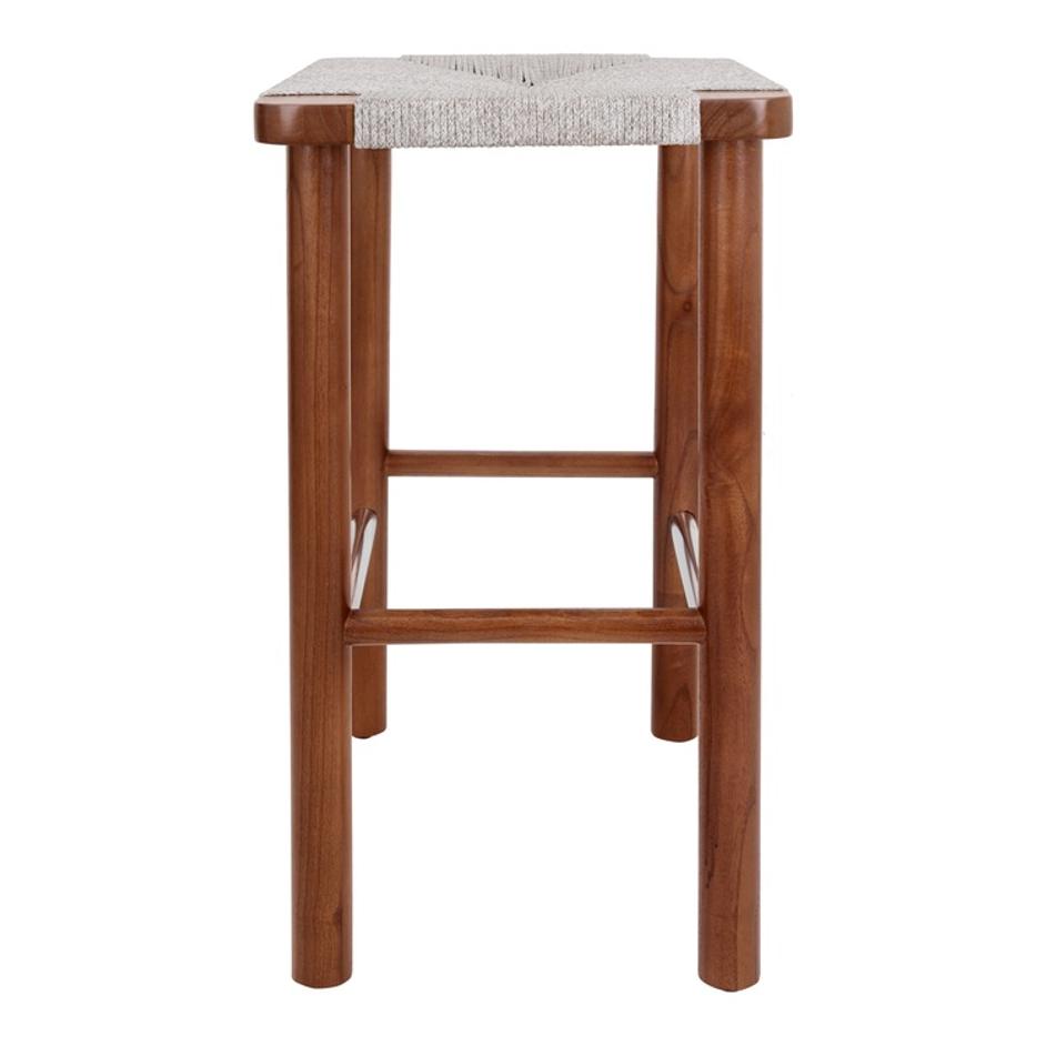 Elio Wood Counter Stool w/ Rope, Cinnamon Brown/Sand Lace by New Pacific Direct