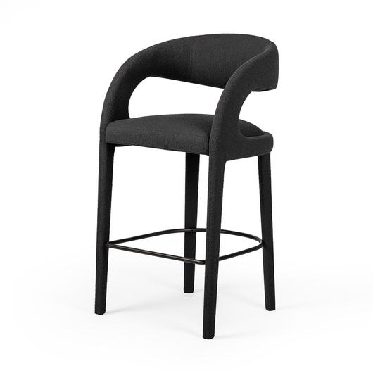Hawkins Stool In Fiqa Boucle Charcoal In Bar by FOUR HANDS