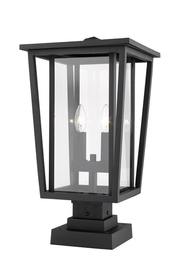 Seoul 2 Light Outdoor Pier Mounted Fixture in Black Finish by Z-Lite