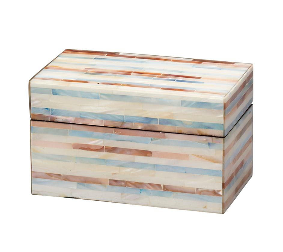 Roosevelt Blue Mother of Pearl Decorative Box, Small by Jamie Young
