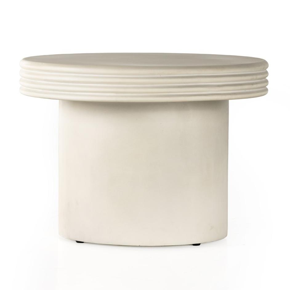 Grecia Outdoor End Table In Large In White by FOUR HANDS