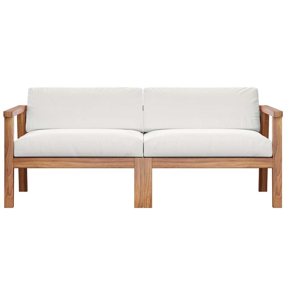 Longboat Outdoor Patio Teak Wood 2-Seater Loveseat In Natural White by Modway Furniture
