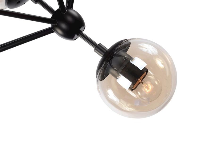Hodge Pendant Lamp In Black /Cognac Glass by GALLA HOME