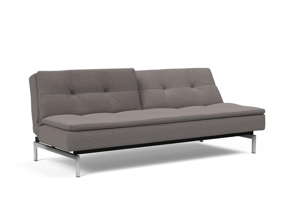 DUBLEXO SLEEPER SOFA in MIXED DANCE GREY FABRIC WITH Stainless Steel LEGS 521 by INNOVATION USA