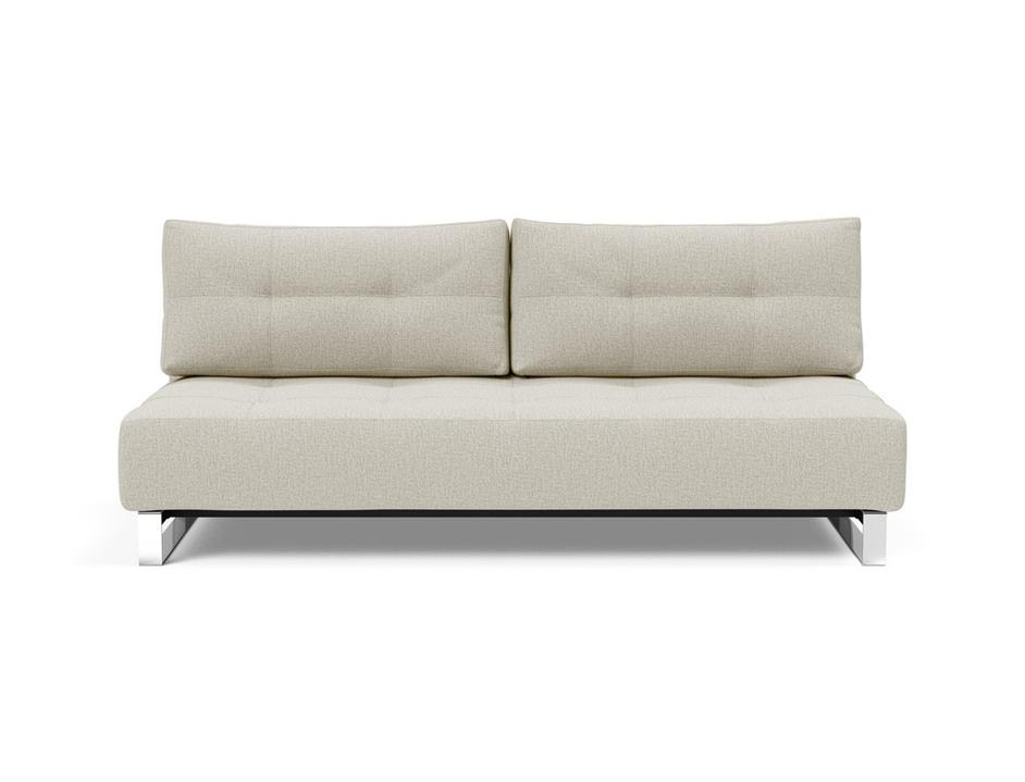 SUPREMAX D.E.L. SLEEPER SOFA in MIXED DANCE NATURAL FABRIC WITH Chrome legs 527 by INNOVATION USA