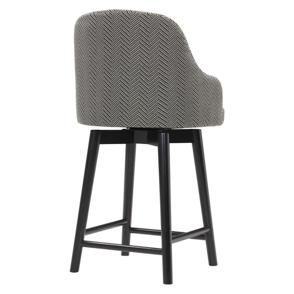Terry Fabric Swivel Counter Stool, Black Herringbone by New Pacific Direct