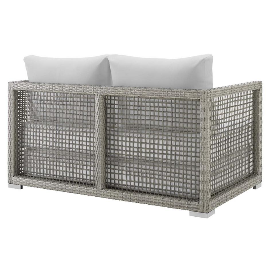 Harman Outdoor Patio Wicker Rattan Loveseat In Gray White by Modway Furniture