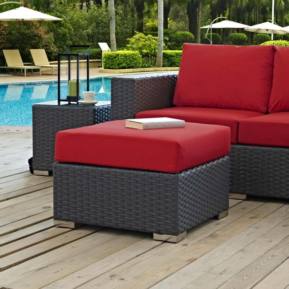 Cove Outdoor Patio Sunbrella® Ottoman In Canvas Red by Modway Furniture