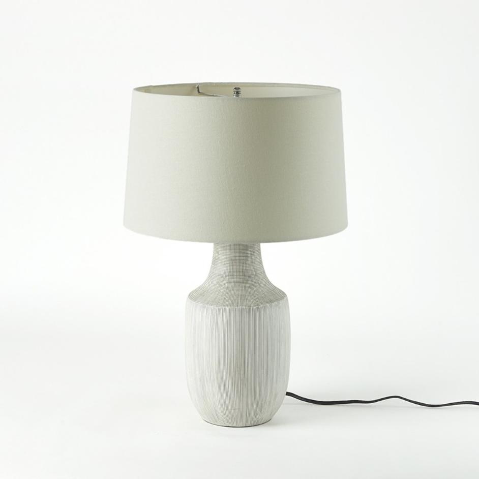 Ombak Table Lamp - Black & White Grid Porcelain Ceramic by Four Hands