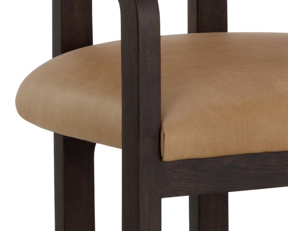 MADRONE DINING ARMCHAIR - BROWN - LUDLOW SESAME LEATHER by Sunpan
