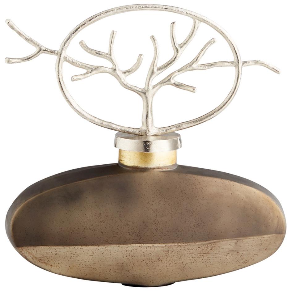 Round Viewleaf Sculpture In Black Onyx And Nickel by Cyan Design