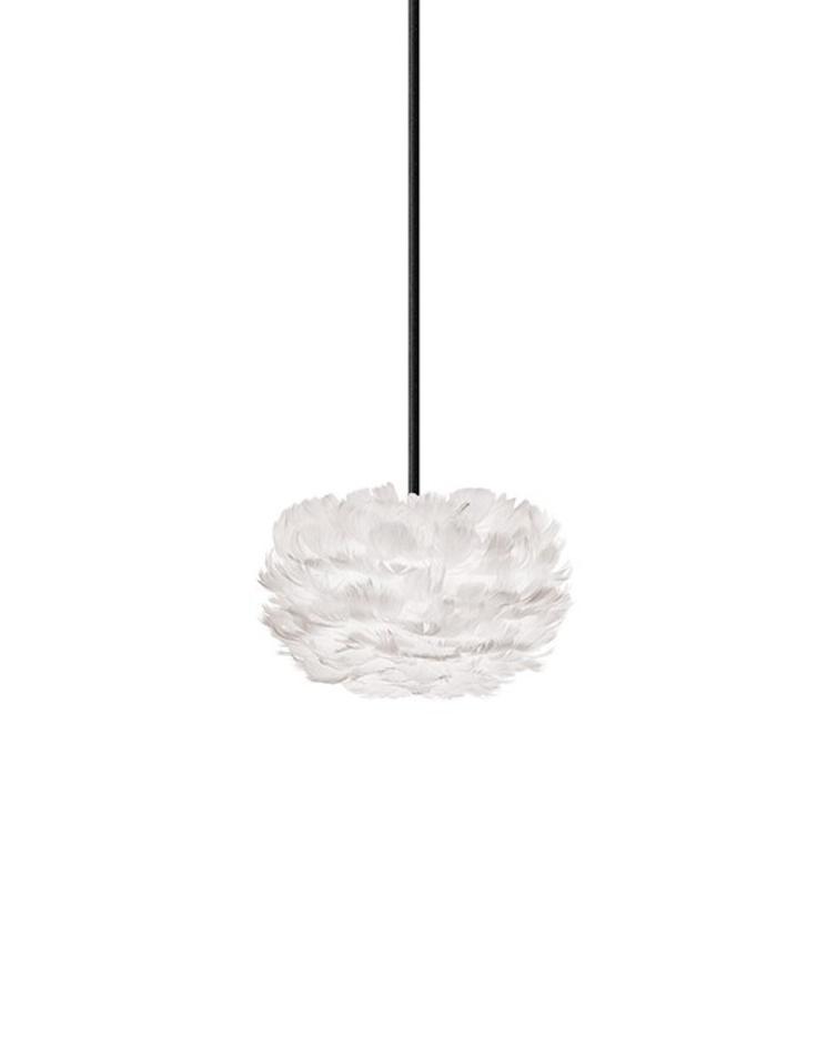 Eos Micro Hardwired Pendant in White with Black Cord by UMAGE