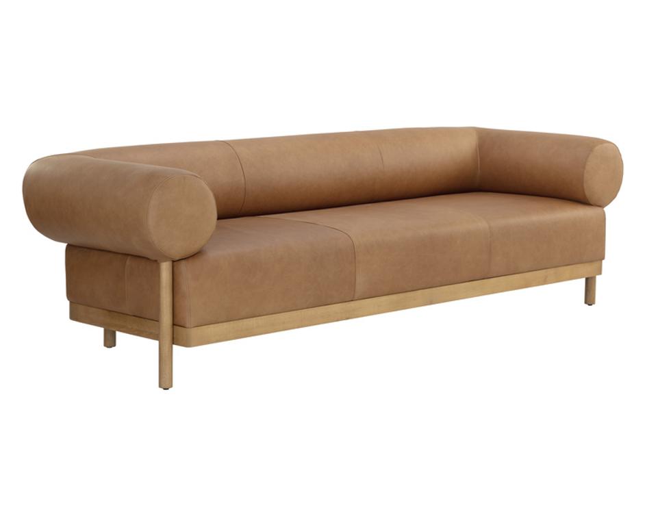 BROMLEY SOFA - RUSTIC OAK - LUDLOW SESAME LEATHER by Sunpan