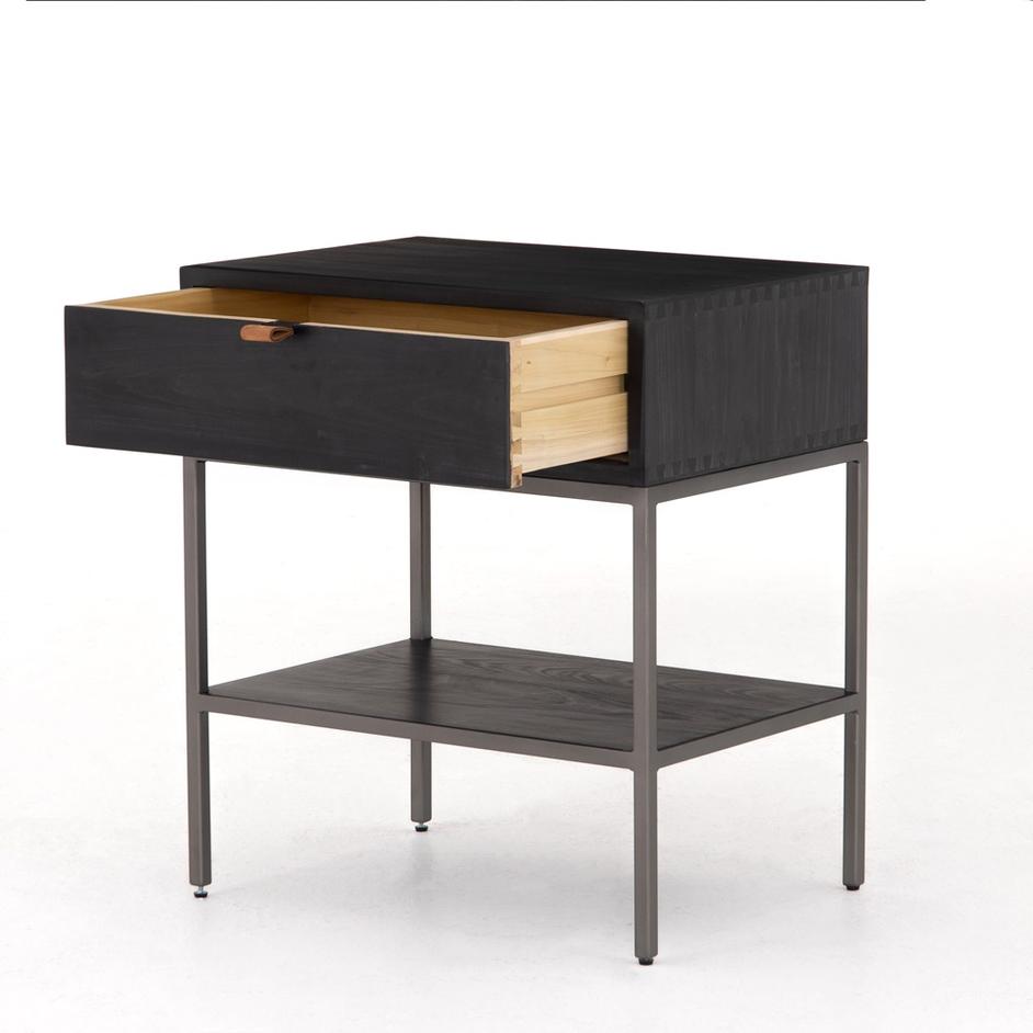Trey Nightstand-Black Wash Poplar by FOUR HANDS