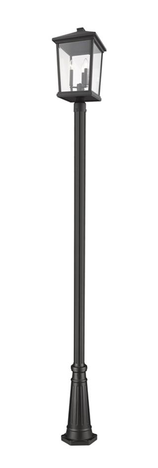 Beacon 3 Light Outdoor Post Mounted Fixture in Black Finish by Z-Lite
