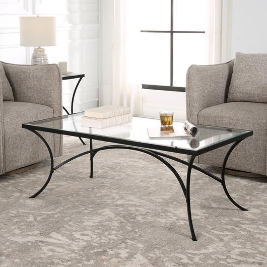 Alayna Black Metal & Glass Coffee Table by Uttermost
